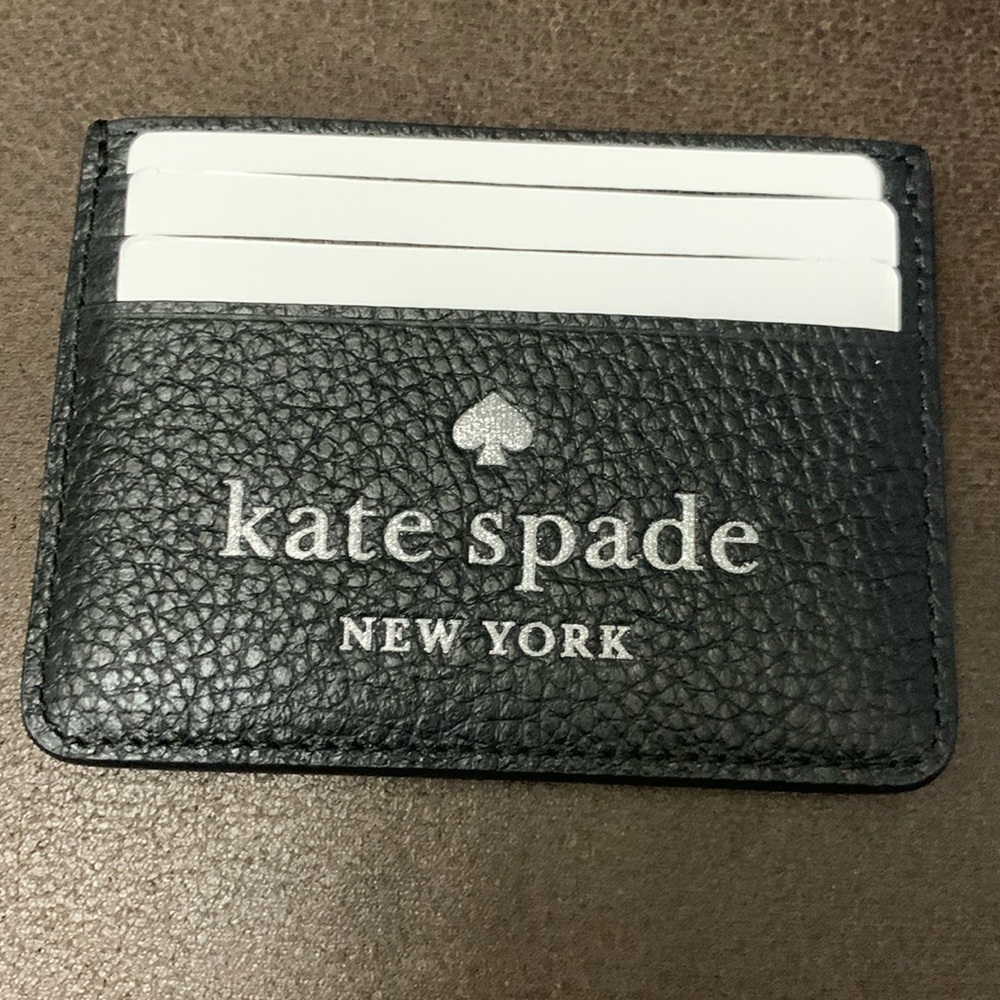 ♠️KATE SPADE NEW YORK Small Slim Logo Leather Card Case